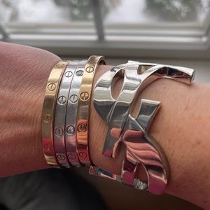 YSL Saint Laurent silver cuff - size medium